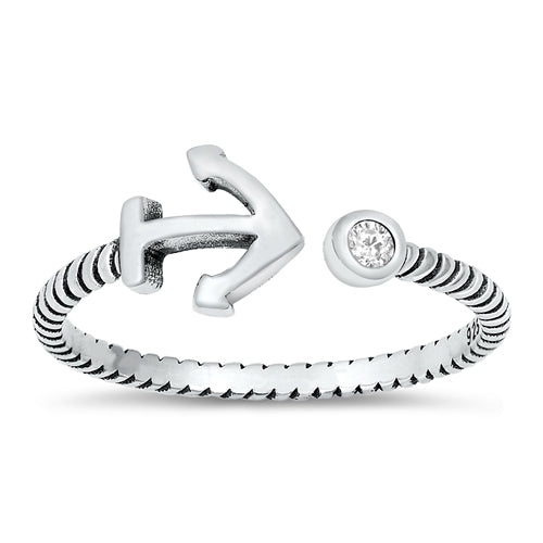 Anillo Ancla con zirconia