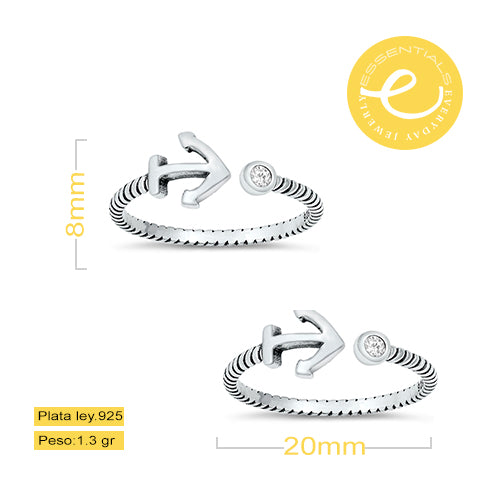 Anillo Ancla con zirconia